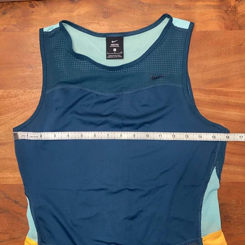 Nike hyper cool mesh tank top athletic shirt yellow teal sea foam womens small